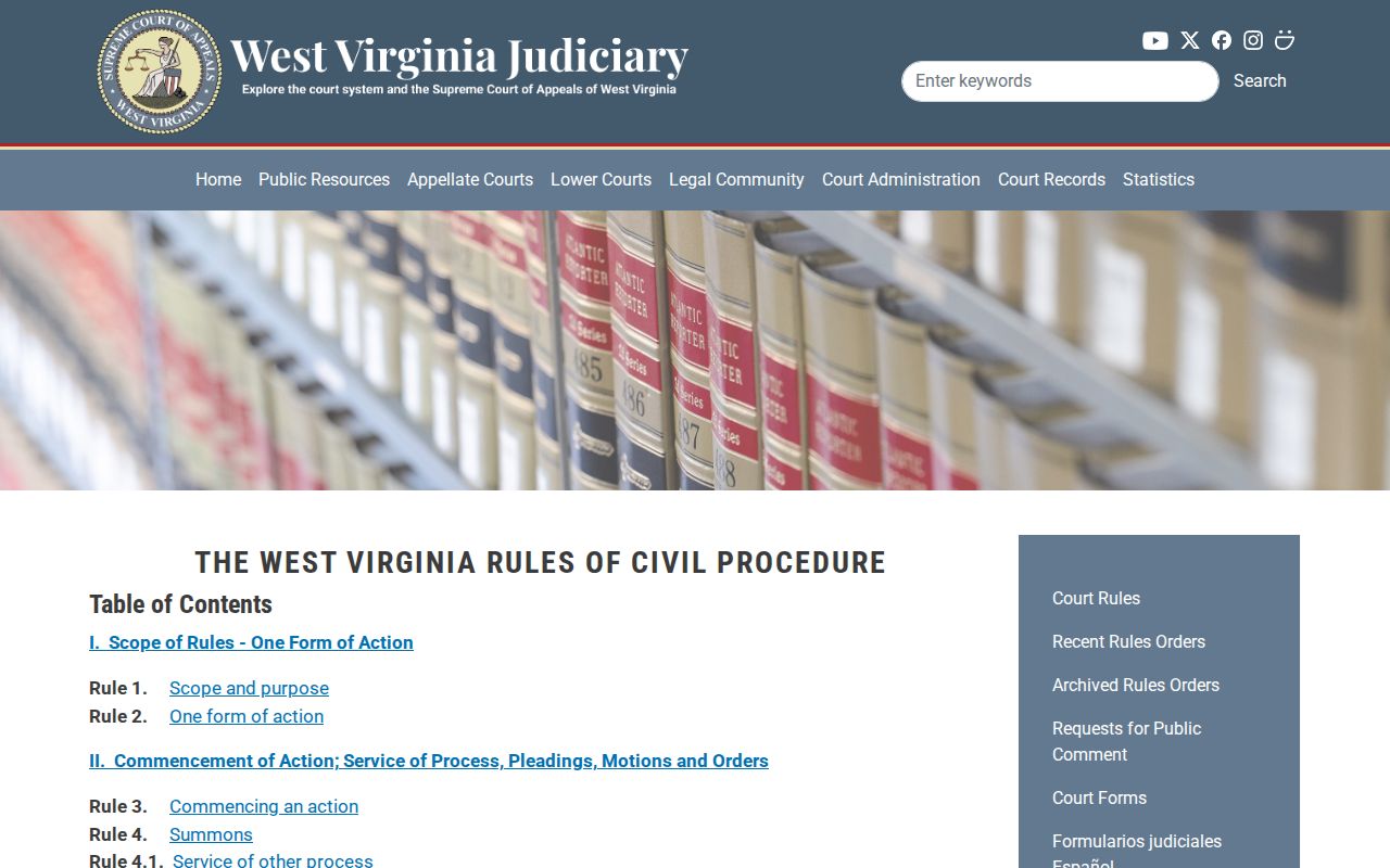 Raleigh County civil docket Rule 79 source